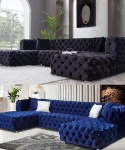 Astrid Chesterfield Sectional U Shape Velvet Sofa